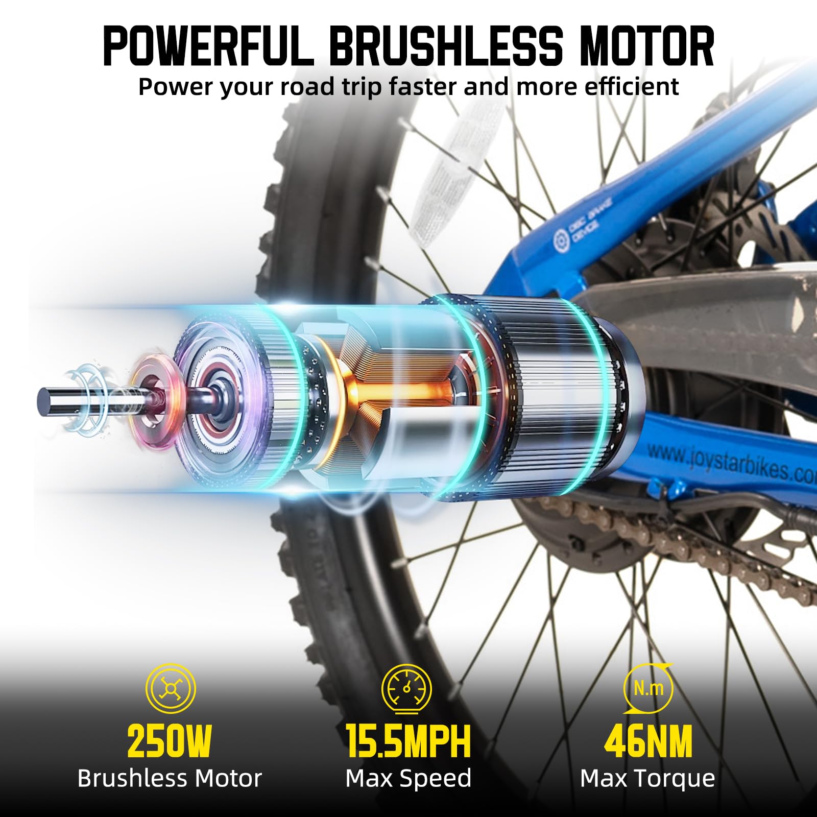 JOYSTAR 20 Inch Electric Bike for Kids Teens 7+ with 250W Brushless Motor, 15 Miles 15MPH Electric Mountain Bicycle with Removable Battery, Children Ebikes with Dual Disc Brakes, Blue