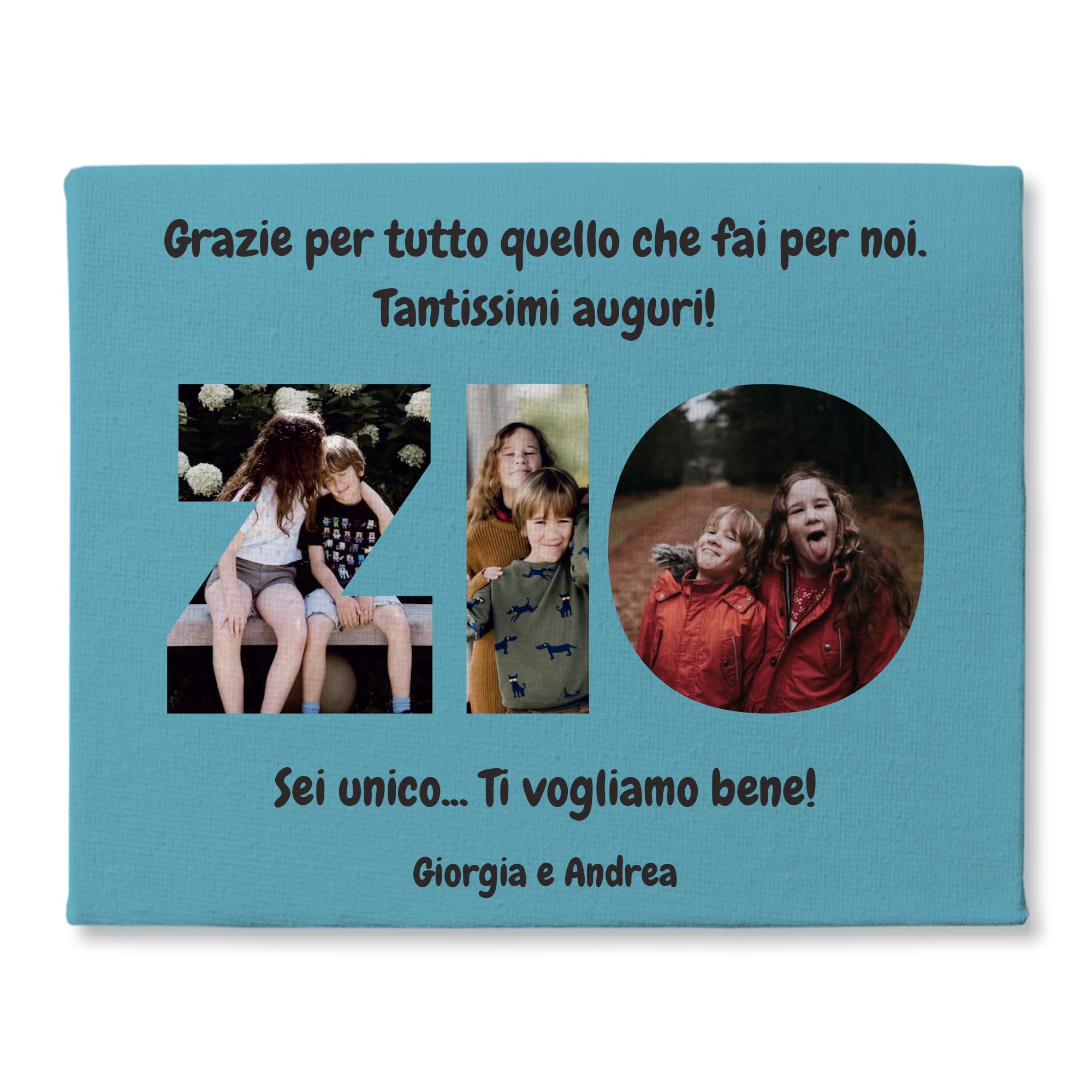Generico Quadretto Personalizzato con Fotografie per lo Zio | Tela Zio con Foto | Idea regalo per Compleanno | Stampa su tela in cotone Personalizzata