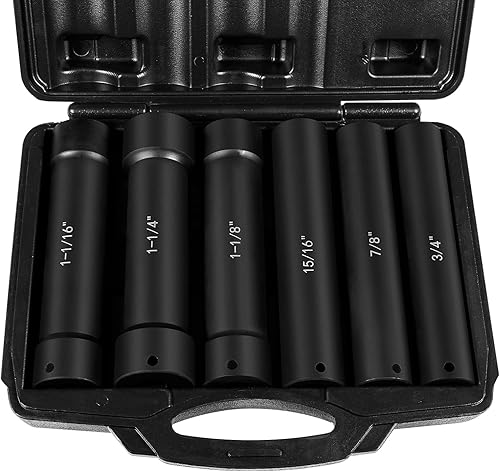 Miniatura 8 de Juego de dados de impacto de longitud extendida de 1/2 pulgada, juego de 6 piezas de llaves de impacto extra profundas, tamaño hexagonal de 3/4