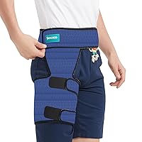 Vista 9 de Soporte de cadera para hombres y mujeres, dispositivos de alivio del dolor de ciática, envoltura de soporte de compresión para lesiones en el muslo