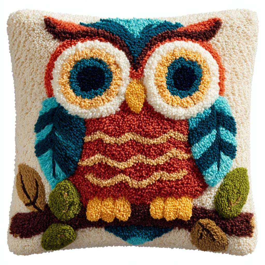 WallustrioaW Latch Hook Cushion Kits for Adults,Animal Owl