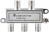 Vista 7 de GE Divisor de cable coaxial de 2 vías, rango de 5-900 Mhz, compatible con coaxiales RG59 RG6, audio, video, funciona con TV HD, cable