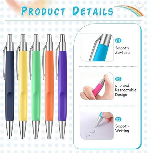 Miniatura 3 de 100 bolígrafos de color rosa y azul a granel, retráctiles, de tinta negra, lindos bolígrafos de punta media de 0.028 in para profesores,