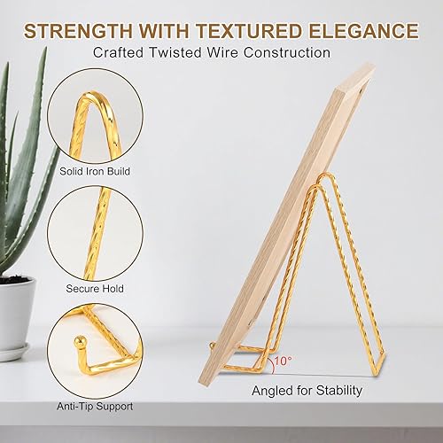 Miniatura 3 de Soporte de exhibición de caballete para platos, soportes grandes de 8 pulgadas, caballetes de alambre de metal trenzado para mostrar platos
