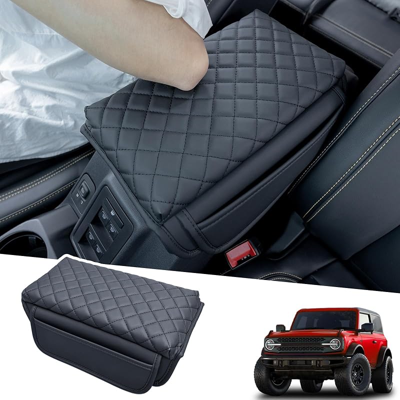 Capa de couro PU para apoio de braço do console central TOPINSTALL para Ford Bronco 2021–2026