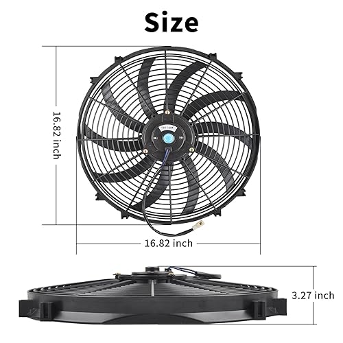 Vista 49 de Juego de 2 radiadores eléctricos de 12 V 80 W, ventilador delgado universal de 7 pulgadas, color negro, 12 V, 80 W