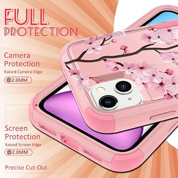 iPhone 13用 保護ケース 3イン1 デザイナー 咲き乱れる花 落下テスト済み かわいいケース レディース ガールズ 耐衝撃保護 頑丈 高耐久 iPhone 13用