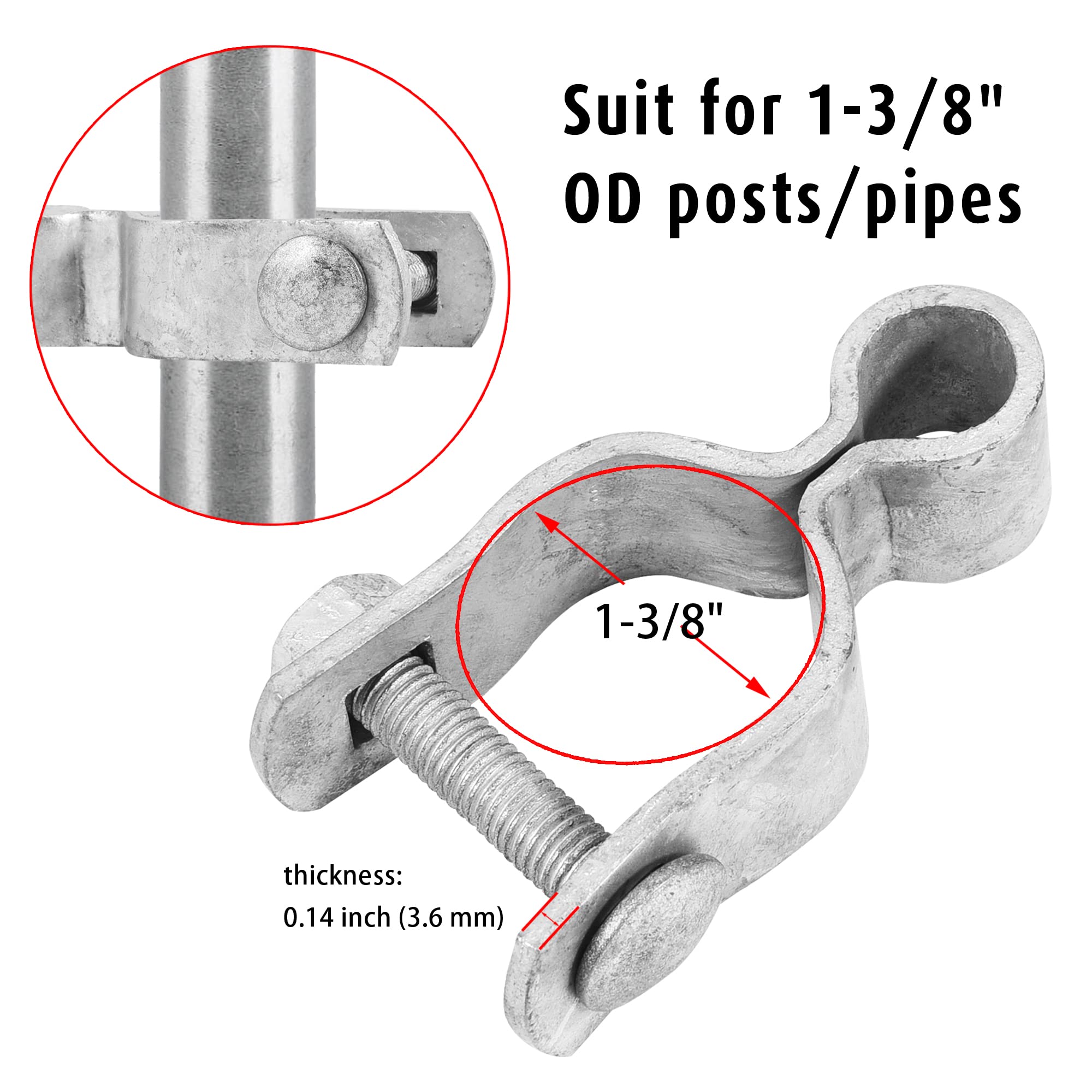 Chain Links Heavy Duty 4 Packs Chain Link Fence Gate Post Hinge - Use For  Outside Diameter Post/ Pipe - Galvanized Chain Link Post Gate Hinge -  Nut/Bolt Included (1-5/8 Inch Gate