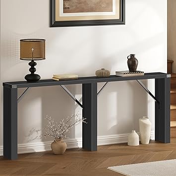 YATINEY Console Table, 70.8 Long Behind Couch Sofa Table, Entryway Table, Farmhouse Console Table for Narrow Spaces, Hallway, Living Room, Black CT31BB