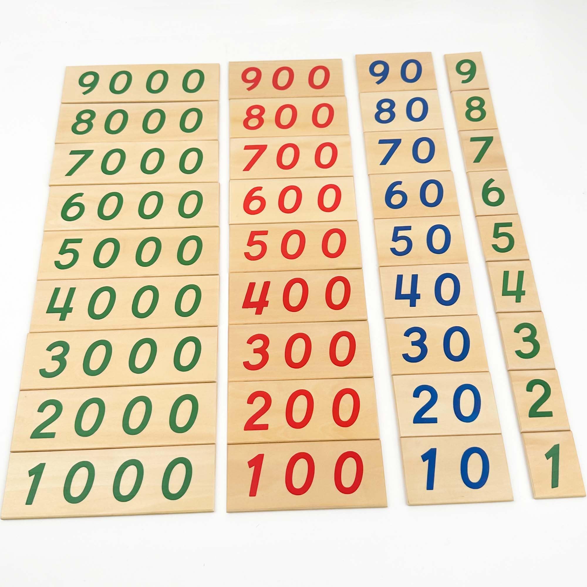 Jeu De Cartes Numériques Montessori en Bois pour L'apprentissage des Opérations Mathématiques, avec Boîte, 1 À 9000. Matériel Montessori, Cadre en Bois De Hêtre, Robuste Et Stable. (3a)