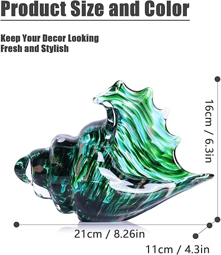 Miniatura 2 de Estatua de caracola de vidrio soplado, decoración costera para el hogar, conchas marinas, figuras artísticas de vidrio marino para decoración de