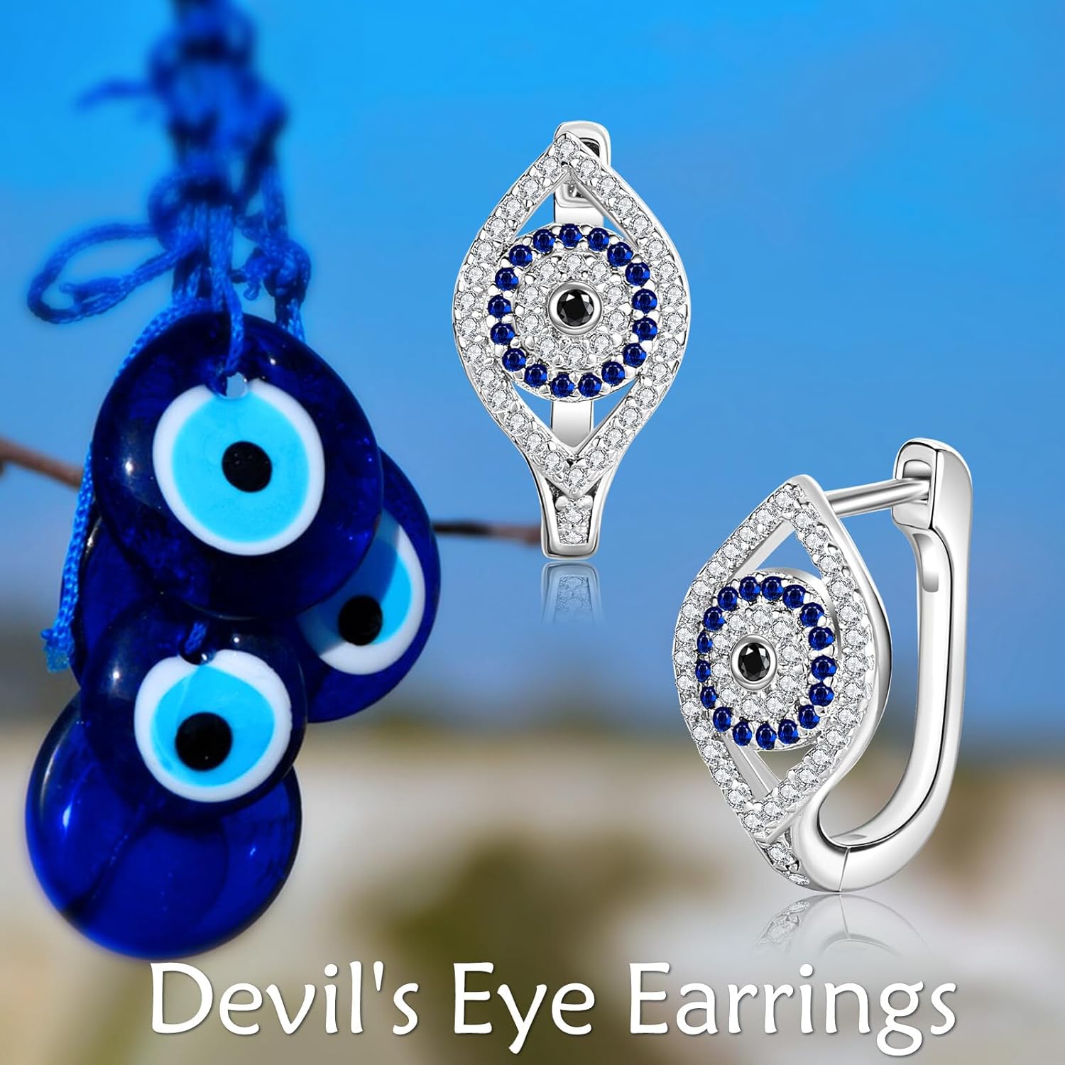 Blue Evil Eye/Celtic/Owl/Moonstone/Paw Print/Cubic Zirconia Hoop Earrings for Women 925 Sterling Silver Women Earrings Jewelry - Image 2