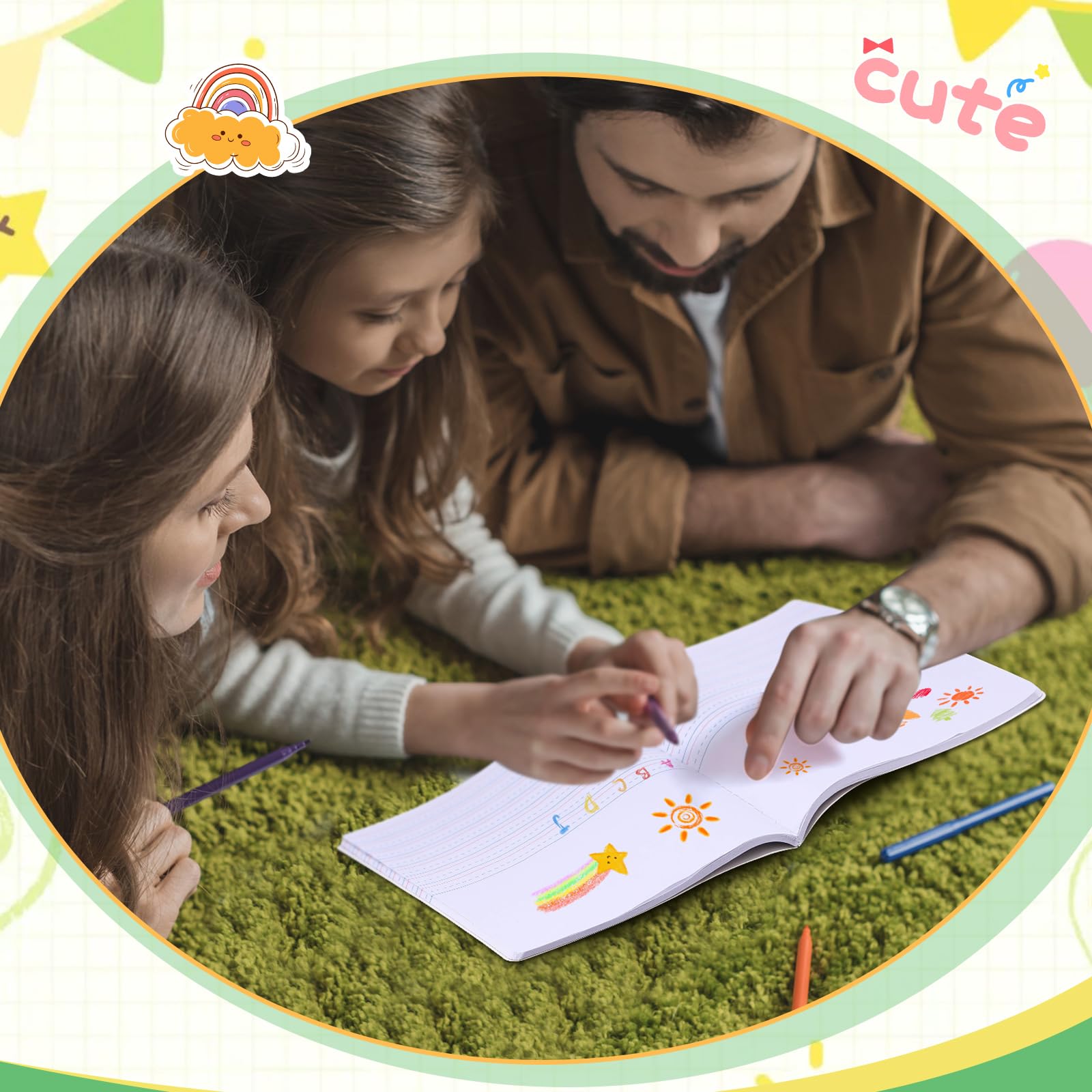 Fainne Confezione da 125 quaderni per composizione primaria, formato K-2, copertina rigida, a righe, 19 x 24 cm, 100 pagine, color marmo, per scuola scolastica (blu marmo)