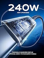 Vista 6 de LISEN Cable USB C a USB C, cables de carga rápida de 240 W, tipo C, cable de carga rápida tipo C PS/2, cable de carga para iPhone 17 16 iPad