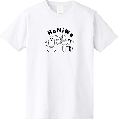 Amazon S Xl 埴輪と埴輪馬プリントｔシャツ ロゴ おもしろ キャラクター 歴史 縄文 土器 Tシャツ カットソー 通販