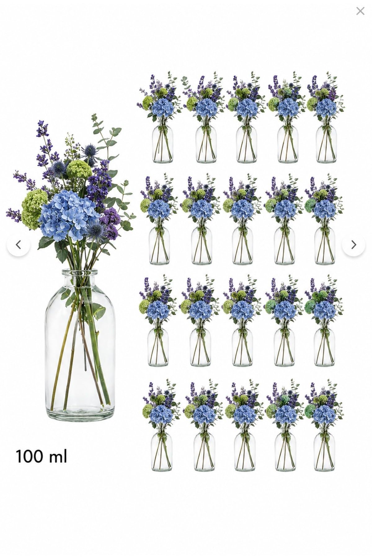 20 Adet 100 ml Küçük Şeffaf Cam Vazo Mini Dekoratif Şişe…