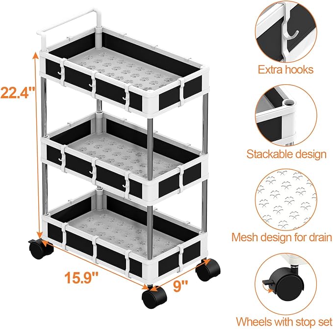 Organizador Bajo Fregadero con Ruedas y Asa Ajustable de 2/3/4 Niveles para Cocina, Baño, Con Gran Capacidad (Paquete de 2 de 2 Niveles) miniatura 3