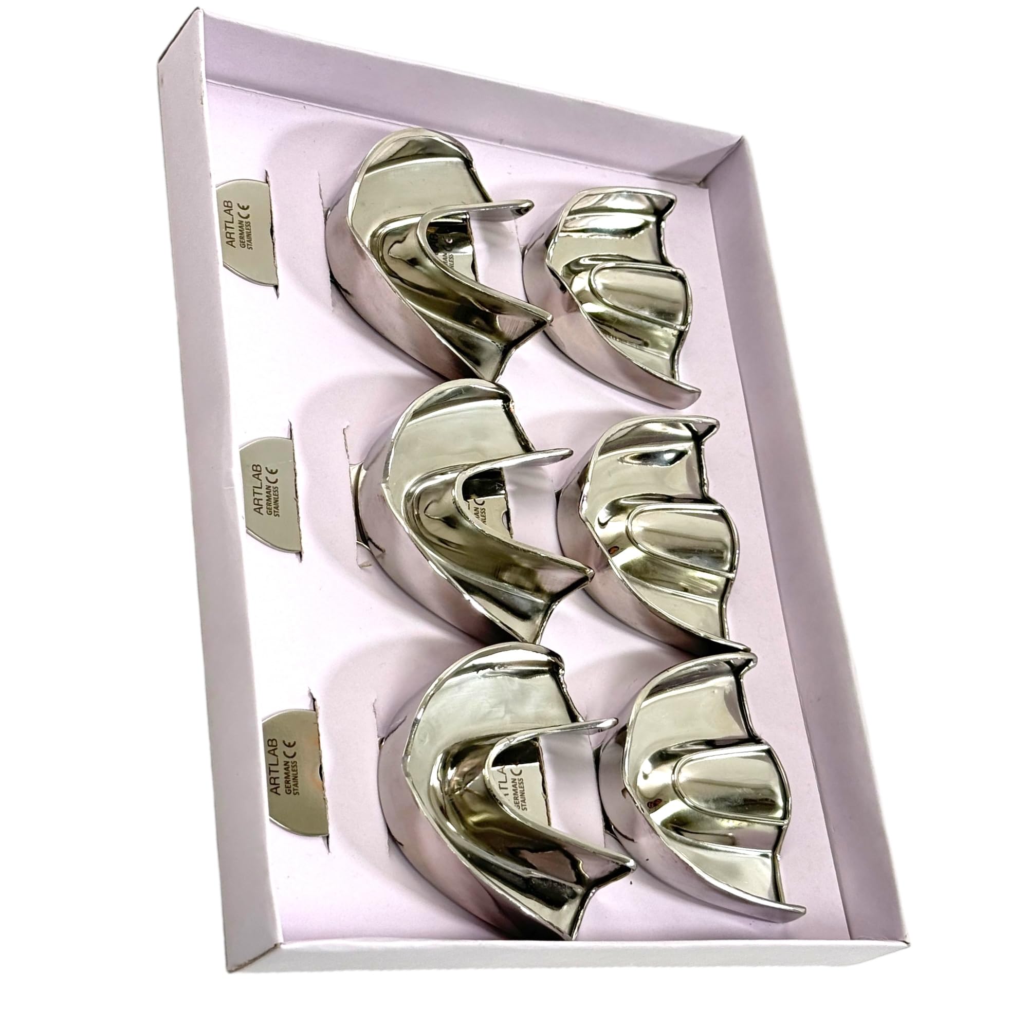 Upper and Lower Impression Trays, Denture Impression Tray, Plain Non-Perforated, Small, Medium, Large, Stainless Steel Autoclave Safe Dental Tools