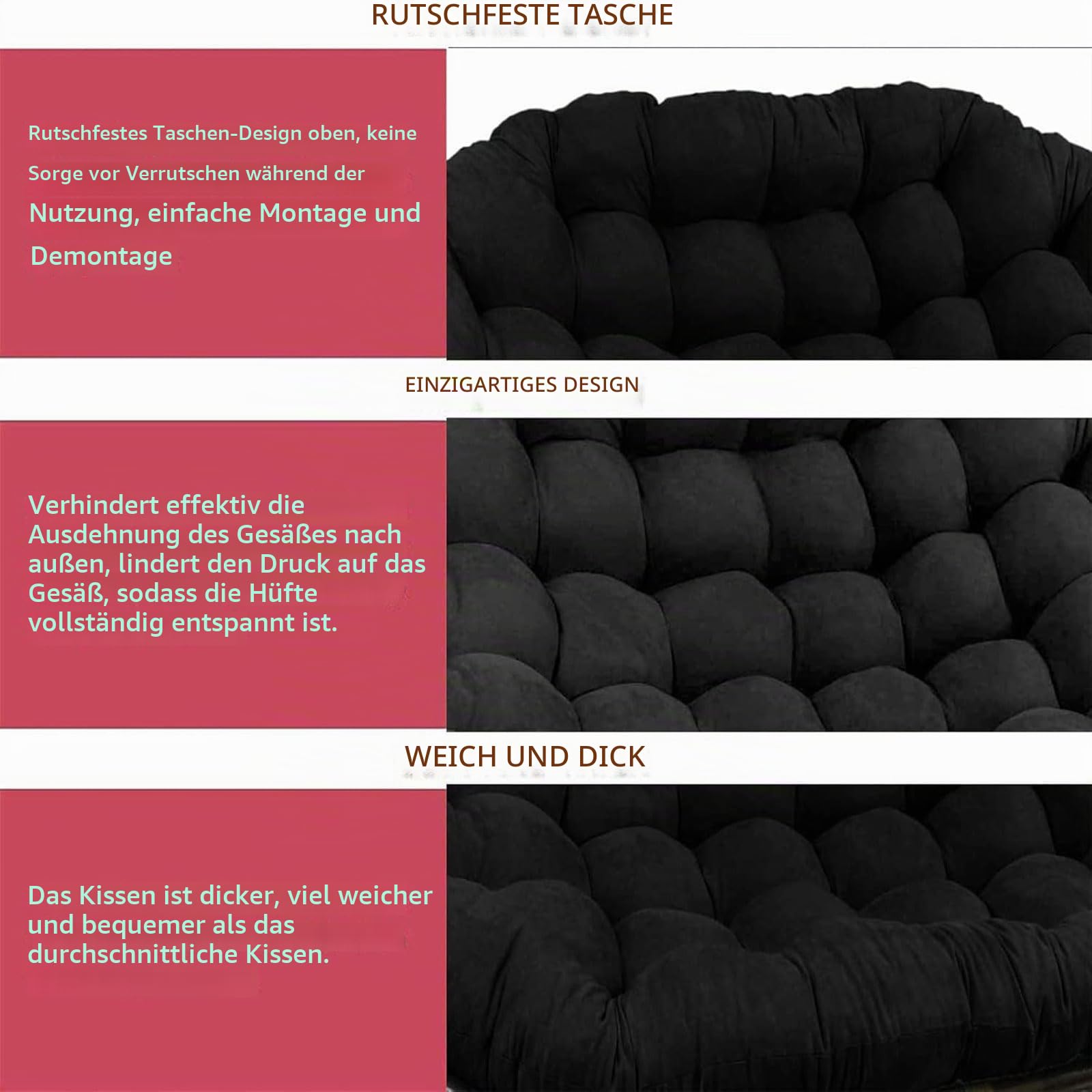 Doppeltes Papasan-kissen Für Den Außenbereich, Wasserdicht, Verdicktes Papasan-kissen Mit Bändern, Nur Papasan-kissen, Hängekorb-stuhlkissen Für Terrassengarten (nur Kissen)(Color:Dunkelgrün)