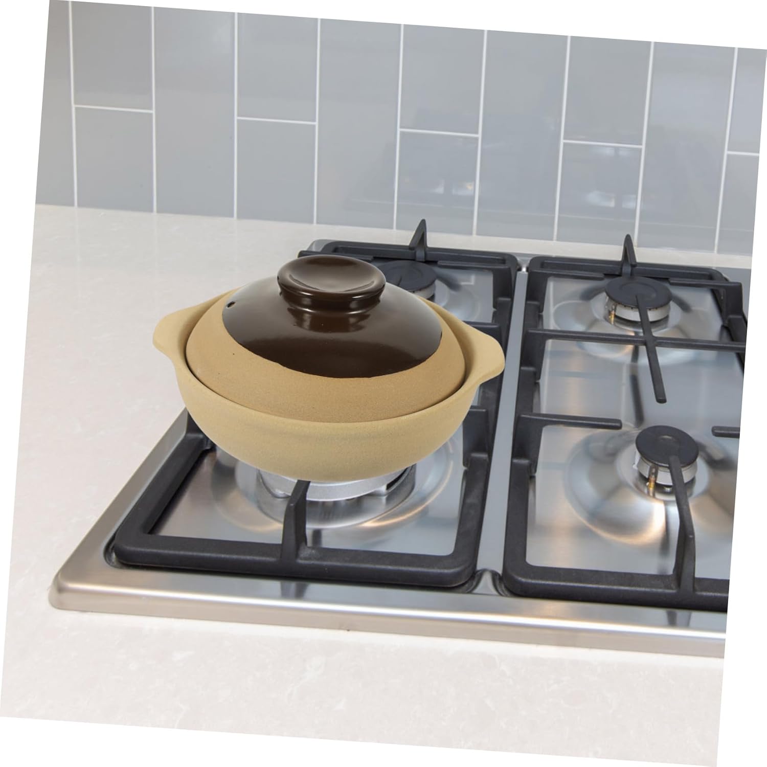 PRETYZOOM Ceramic Stew Pot Lid 3.5L Earthen Soup Pot Sturdy Ceramic Stockpot for Induction Gas and Electric Stovetops for Home Cooking and Meal Preparation