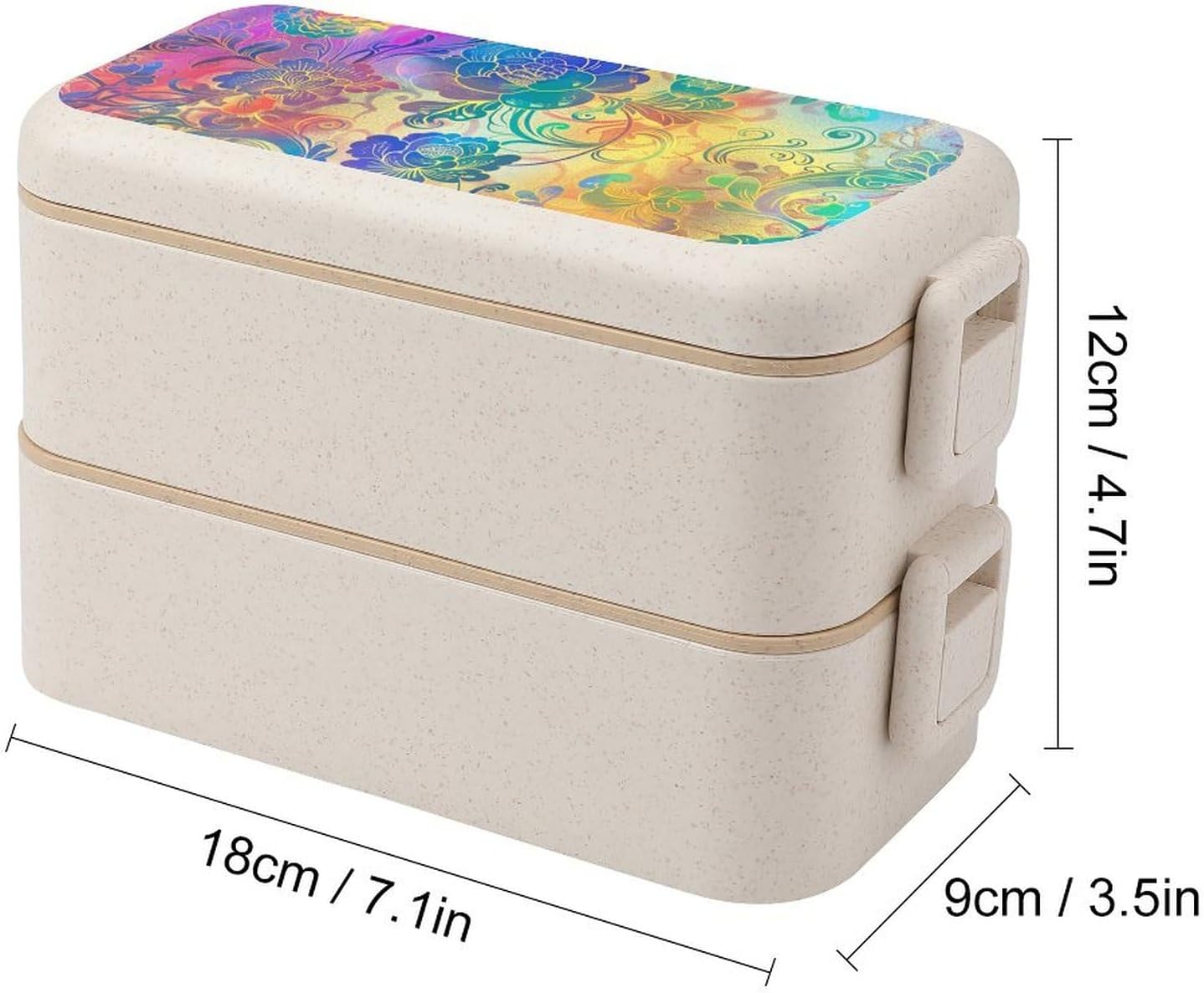 Lunch Box Bento Premium Swirl Floral Pattern Printed Bento Box Bento with Spoon And Fork with Compartment Containers Suitable for Men And Women, style