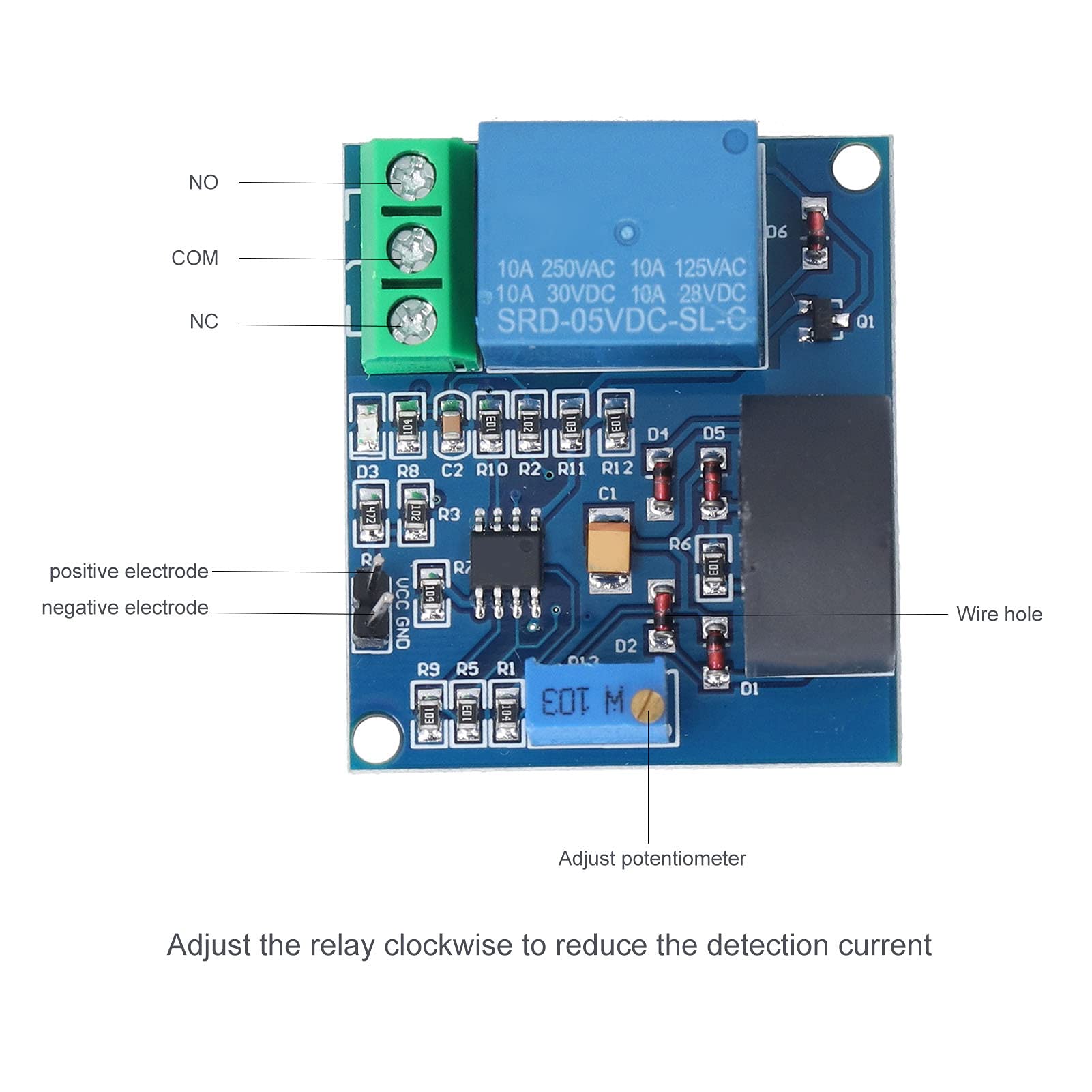 2 Modules Relais Capteur Courant AC 5V 5A - Détection Surintensité - Pour Circuits électriques