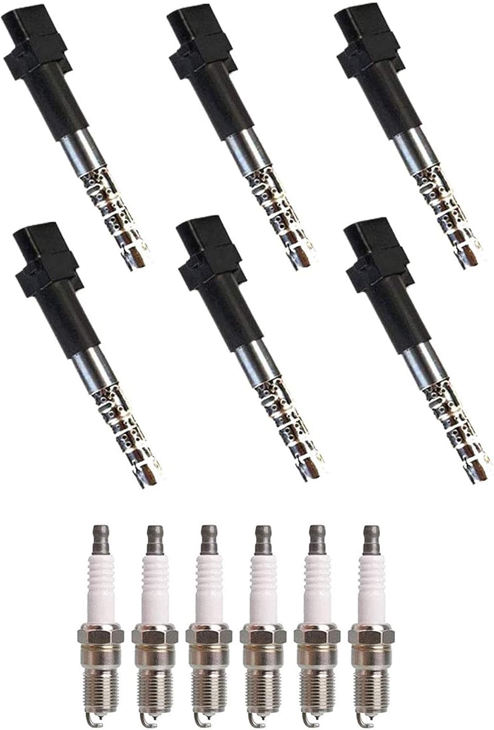 ENA Set of 6 Ignition Coil Pack 6 Platinum Spark Plugs Compatible with Seat Volkswagen VW 2002 2003 2004 2005 Golf, 2002-2004 Jetta, 2007 2008 Alhambra 2.8 V6 Replace# UF404 C1405 022905100A 4504 9072