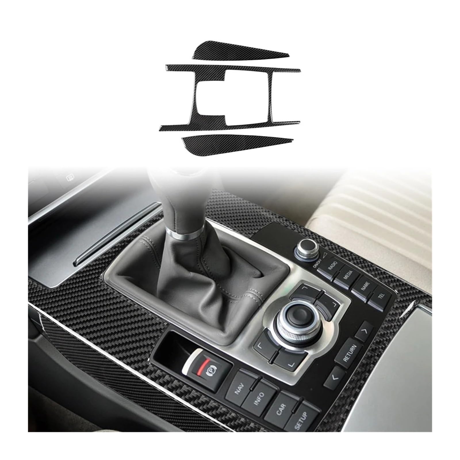Naklejki z włókna węglowego Panel sterowania centralnego Panel deski rozdzielczej Naklejki ozdobne Kompatybilne z A6 4F C6 2005-2011 Akcesoria do wnętrza samochodu(Left drive hand B)