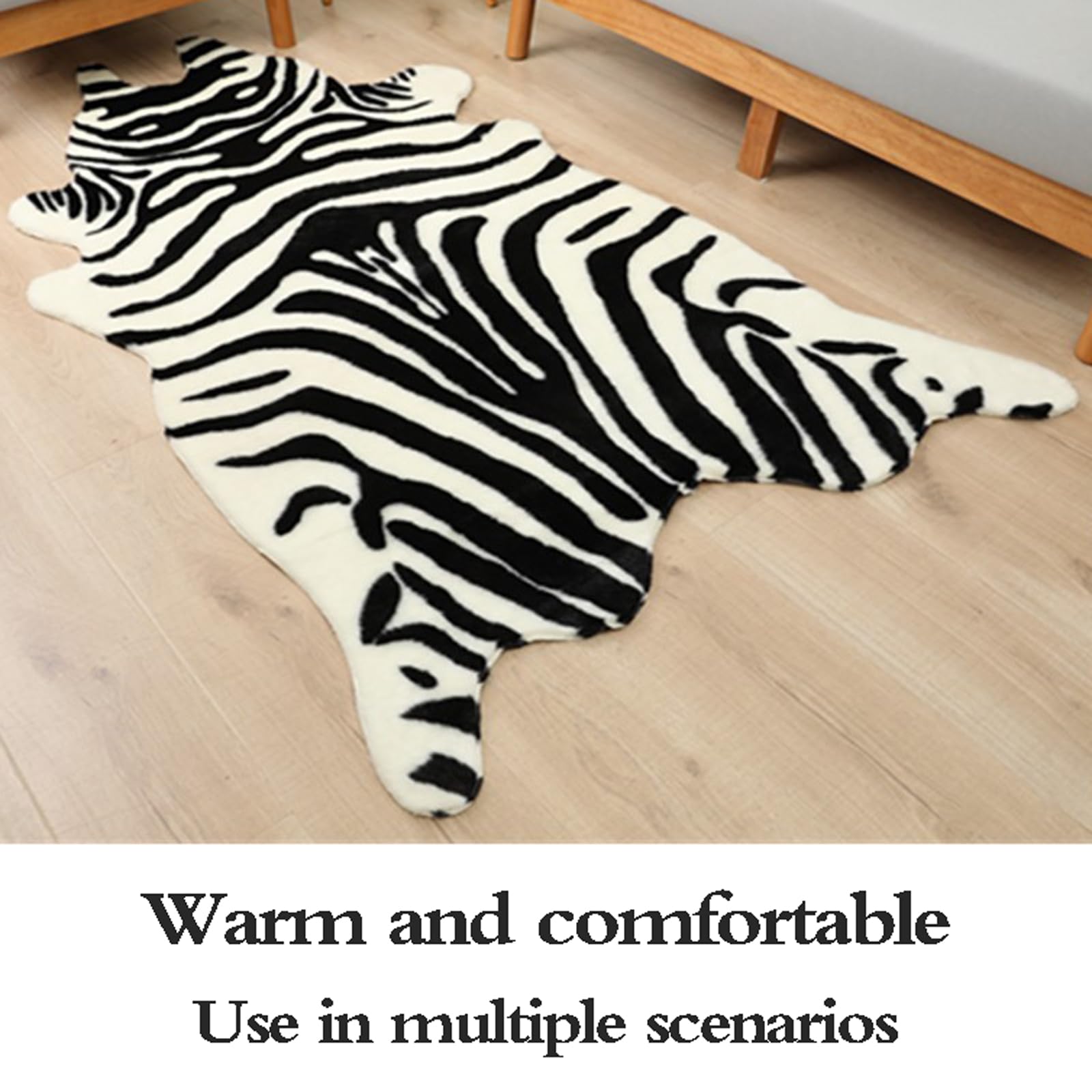 Cow Skin Rug Tapis en Peau de Vache en Fausse,Tapis en Peau De Vache Synthétique,Tapis en Fausse De ZèBre,Tapis de Vache,Antidérapant,pour la décoration intérieure