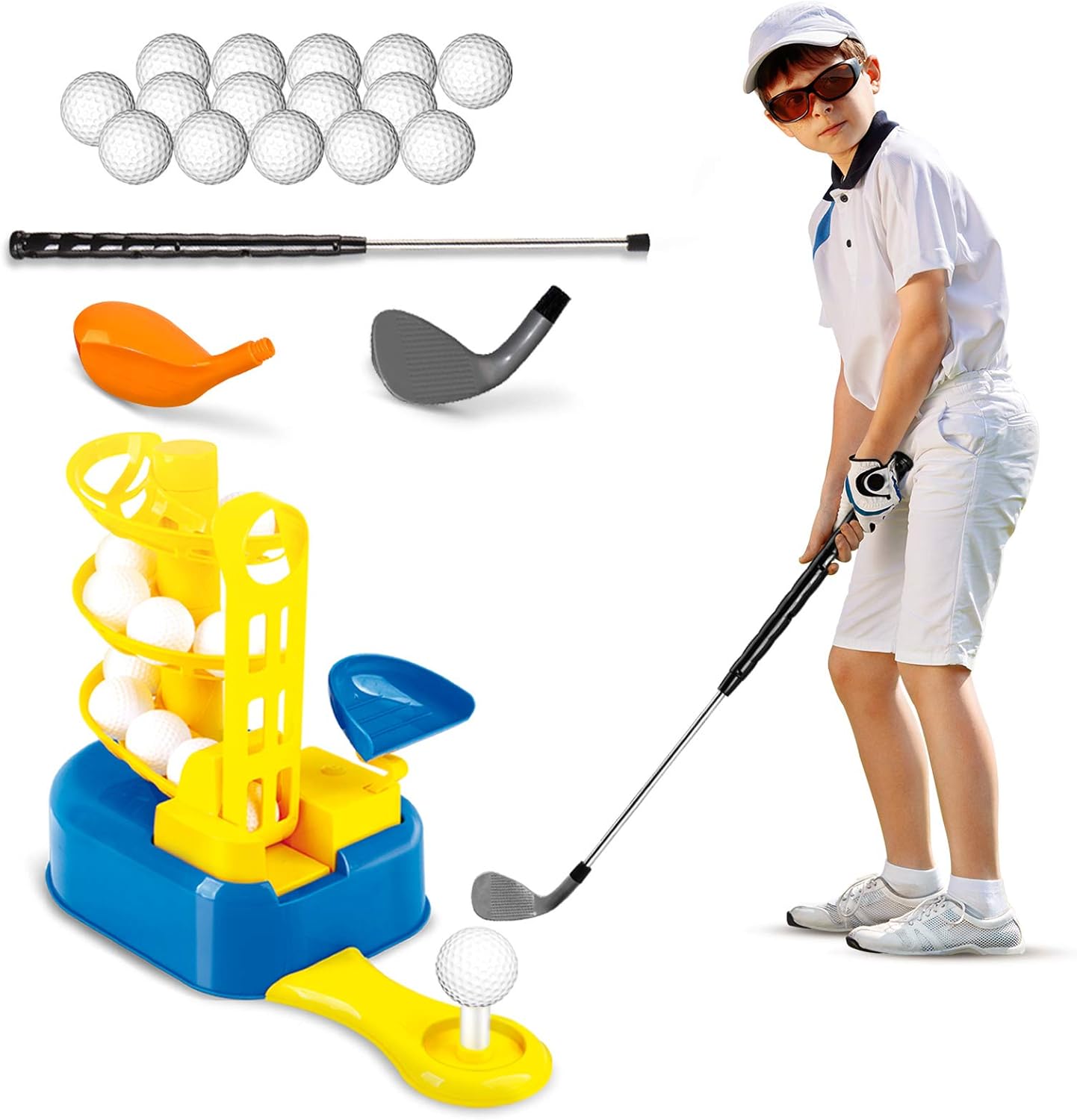 NIGOE Kids Golf Set, Junior Kids Golf Clubs with 15 Balls, Kids Outdoor Toys, Educational Sports Game for Boys Girls Toddlers 4 5 6 7 8 : Toys & Games