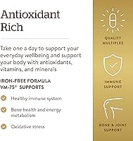 Vista 5 de Solgar Iron-Free Formula VM-75, 180 Tablets - Multivitamin with Chelated Minerals - Vitamin A, B6, B12, C, D, E - Biotin, Magnesium, Calcium, Zinc