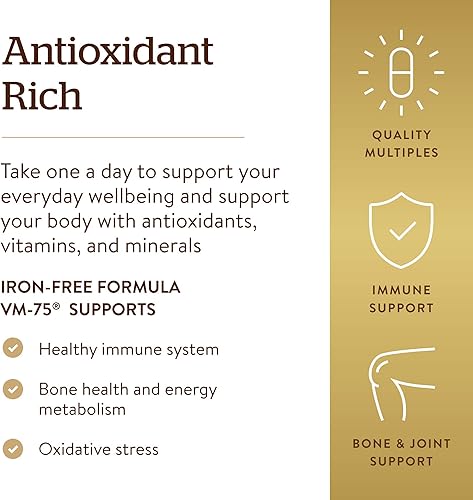 Miniatura 5 de Solgar Iron-Free Formula VM-75, 180 Tablets - Multivitamin with Chelated Minerals - Vitamin A, B6, B12, C, D, E - Biotin, Magnesium, Calcium, Zinc -