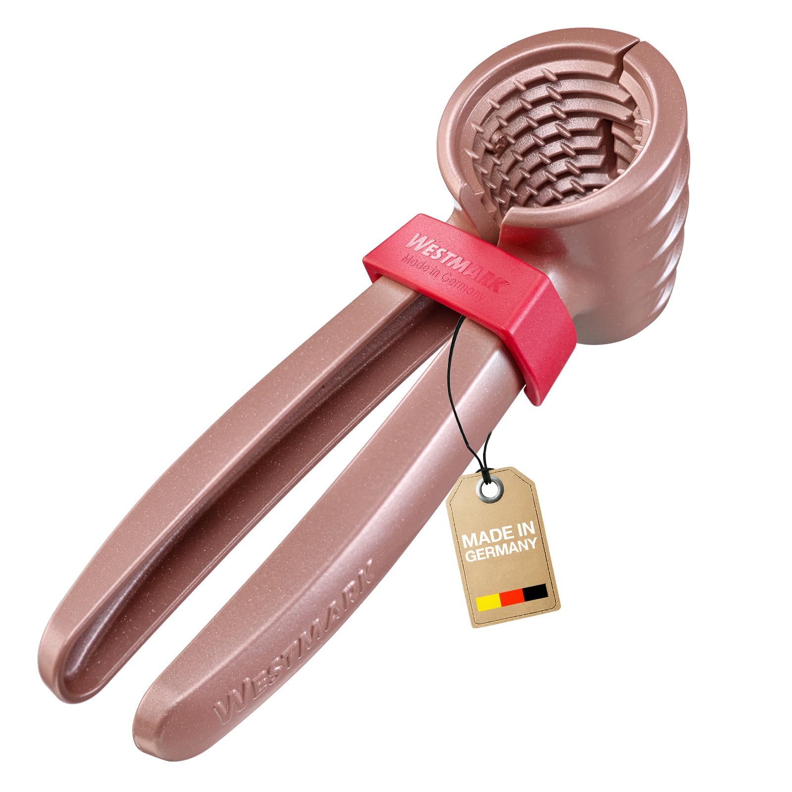 Westmark Rosé Nutcracker Nussprofi – Sturdy Nutcracker For Walnuts, Brazil Nuts And Hazelnuts, Easy To Use, Incl. Clamp To Hold The Tongs Together – Aluminium