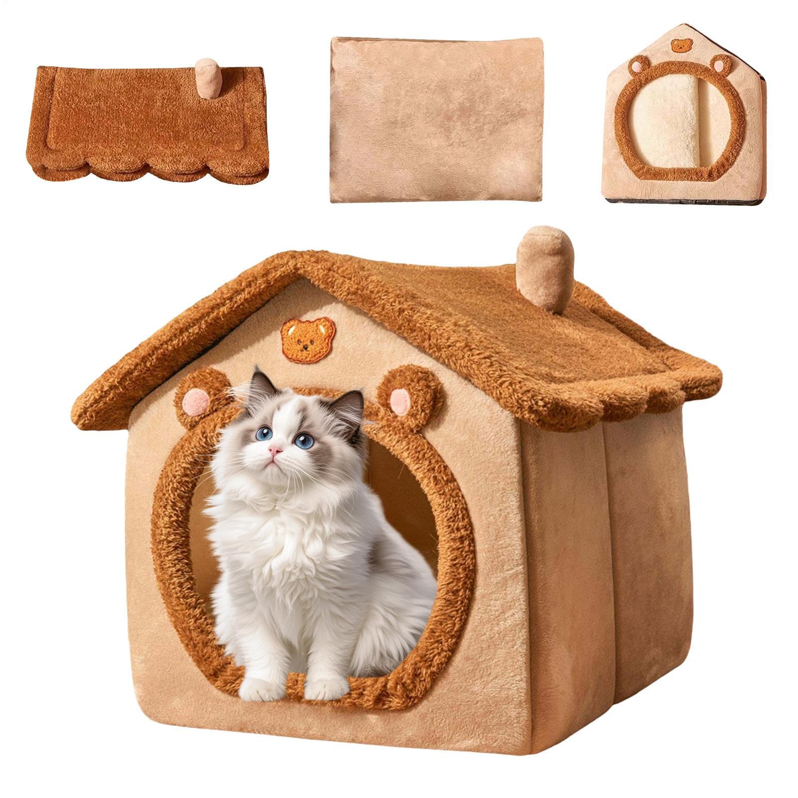 Niche en peluche pour chat et lapin idéale pour réchauffer le salon ou le balcon en hiver