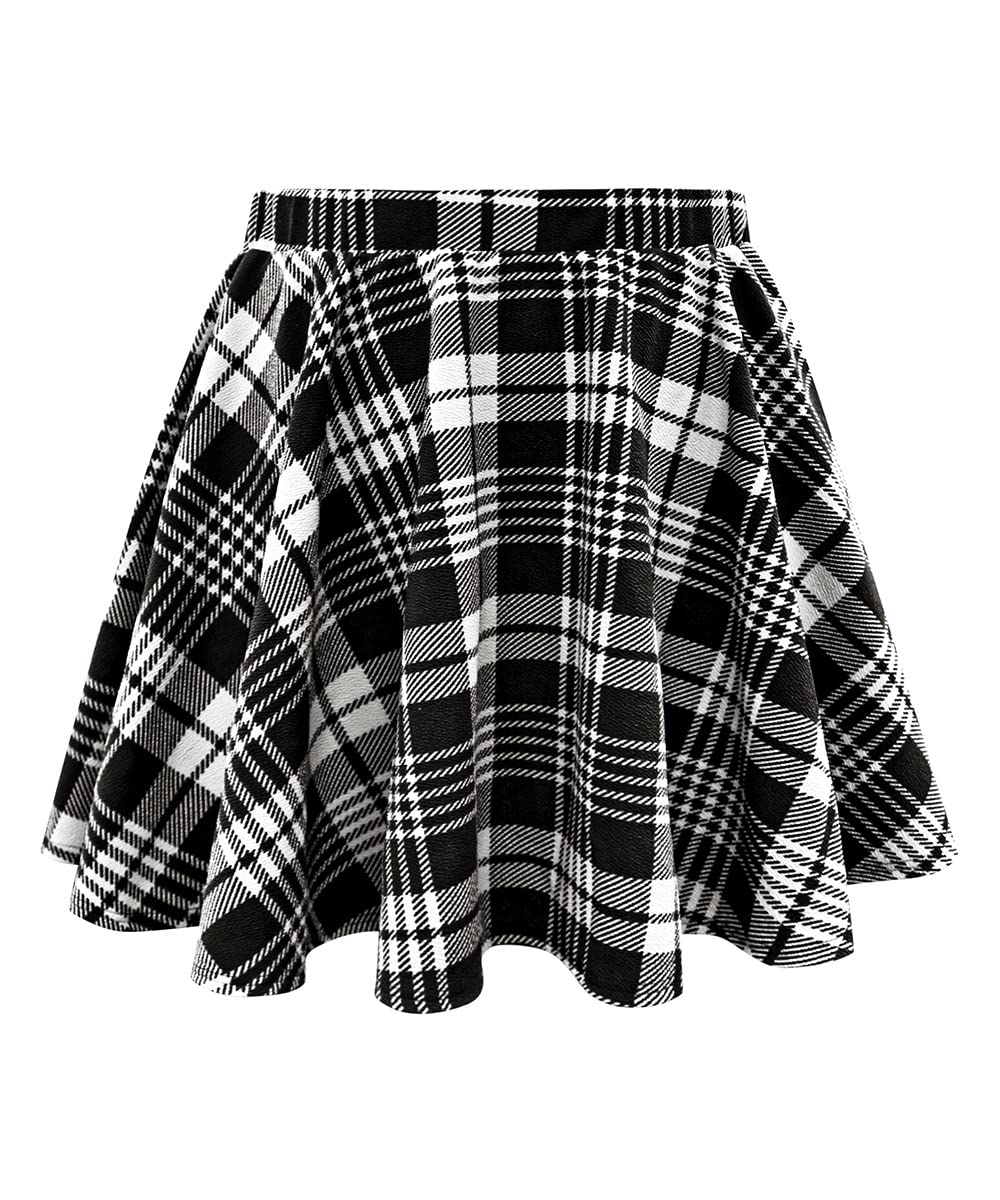 RITERA Plus Size Basic Versatile Elastico Elastico in Vita svasata Casual Mini Gonna Skater / Gonna Plissettata Plaid per le Donne XL-5XL