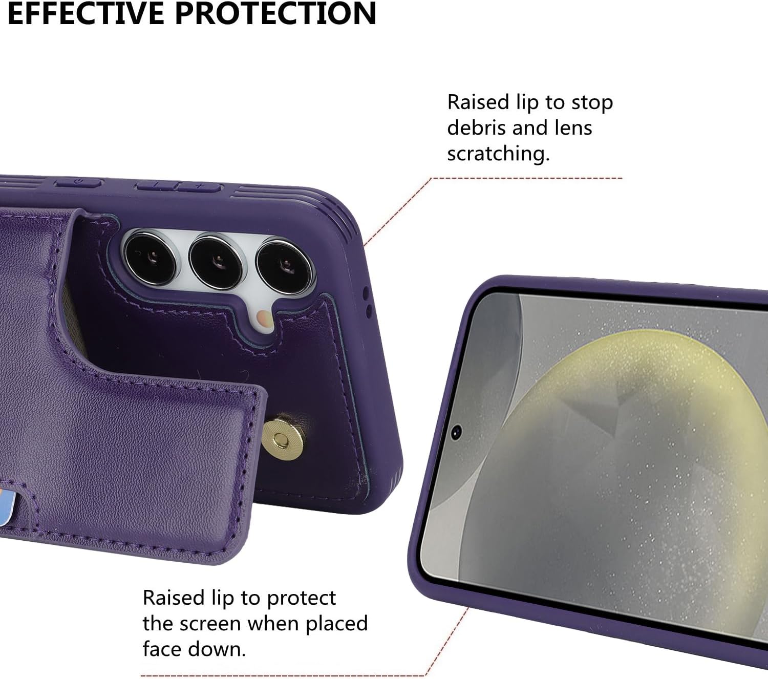 iCoverCase Compatible with Samsung Galaxy S24 Case with Card Holder, S24 Wallet Case for Women Men [RFID Blocking] PU Leather Protective Phone Case for S24 5G (Dark Purple) - Image 6