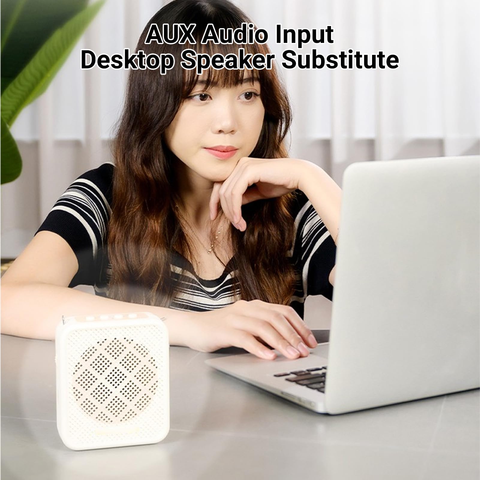 Alomejor Amplificatore Vocale, con Microfono con Cuffia Cablata, Amplificatore di Ingresso MP3 AUX, Ricaricabile, per Insegnanti e Relatori (White)