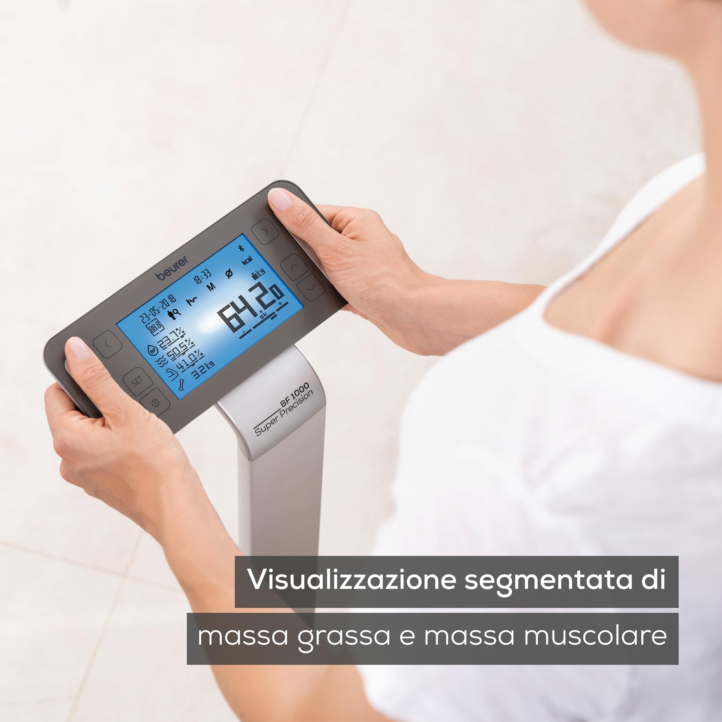 Beurer BF 1000 Super Precision Bilancia Diagnostica Professionale con Misurazione Incrociata, Connessione Bluetooth e con Portata fino a 200 Kg, Metallo, Nero