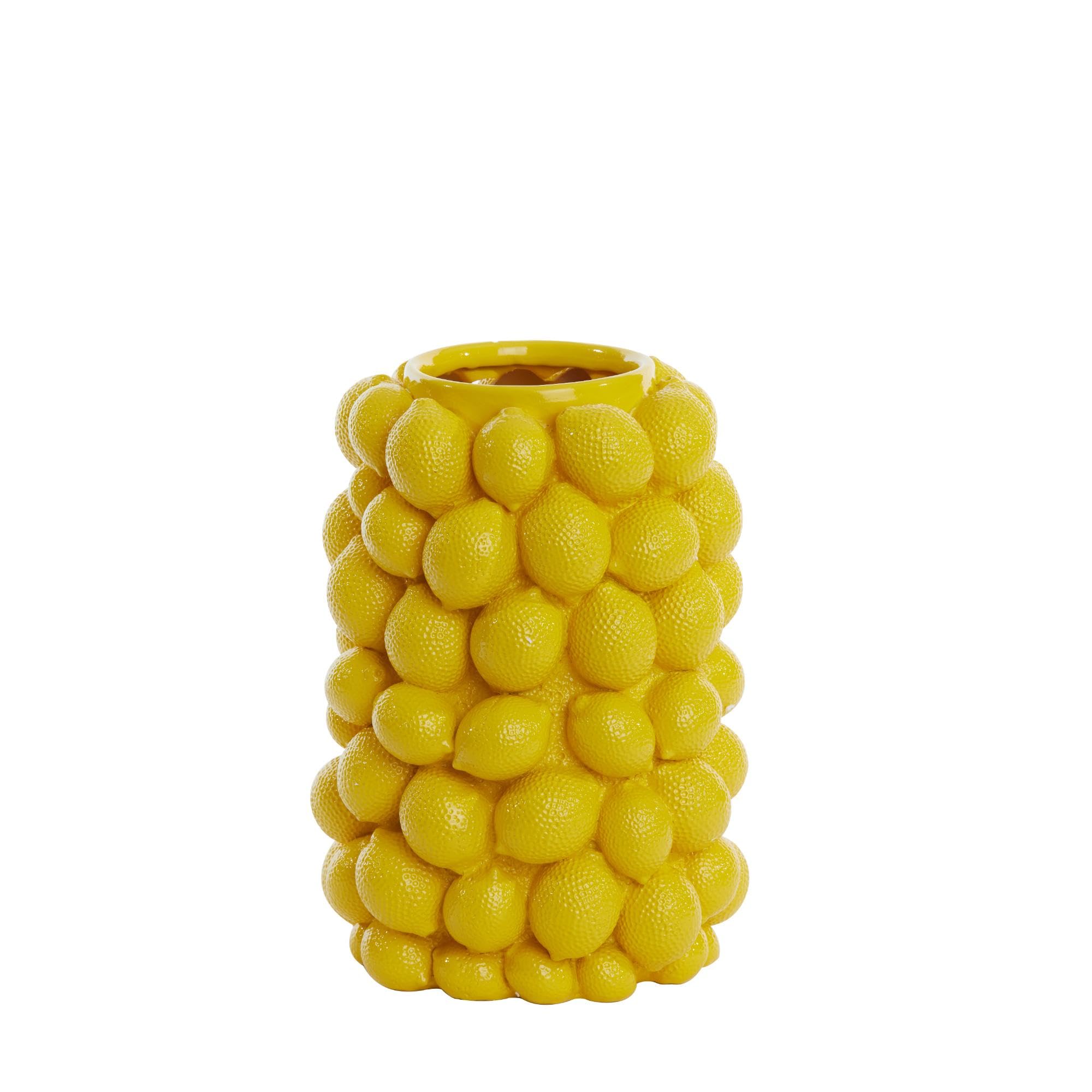 Light & Living Vase Zitrone, Polyresin, Gelb, 33 cm hoch, Ø 23 cm