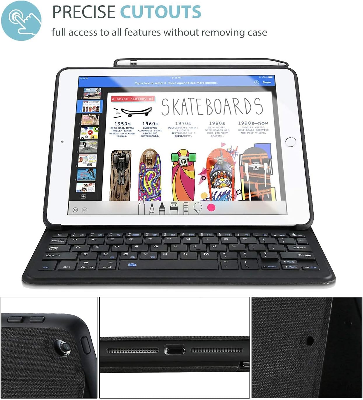 ProCase iPad Air (3rd Gen) 10.5" 2019 / iPad Pro 10.5" 2017 Ultra Slim Case Bundle with Keyboard Case for iPad Air 10.5" (3rd Gen) 2019 / iPad Pro 10.5 2017 with Built-in Apple Pencil Holder