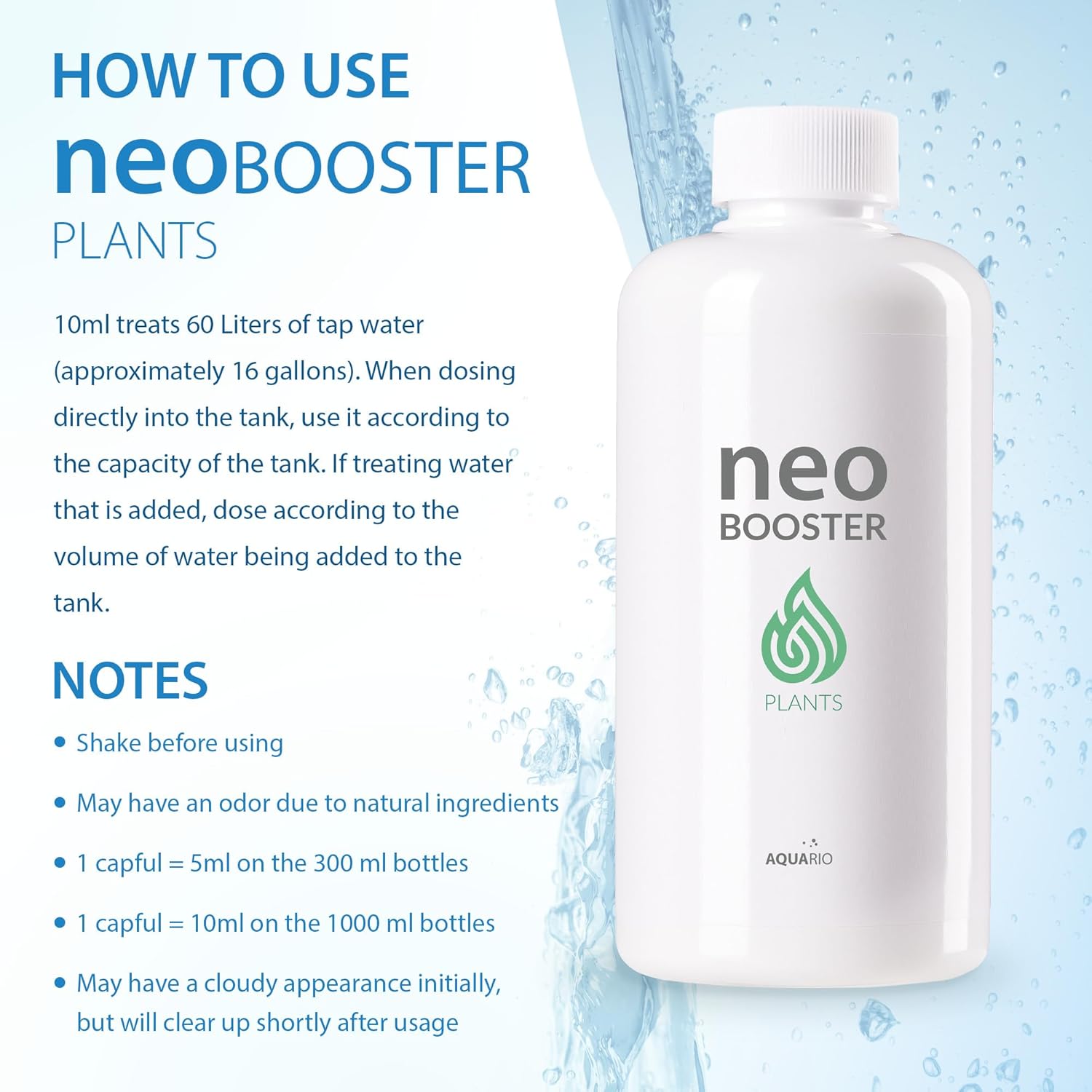Aquario Neo Booster Plants - Organic Carbon Supply for Enhanced Plant Growth & Color | Safe for Fish & Shrimp - Water Conditioner for Aquarium Tank - 1000ml