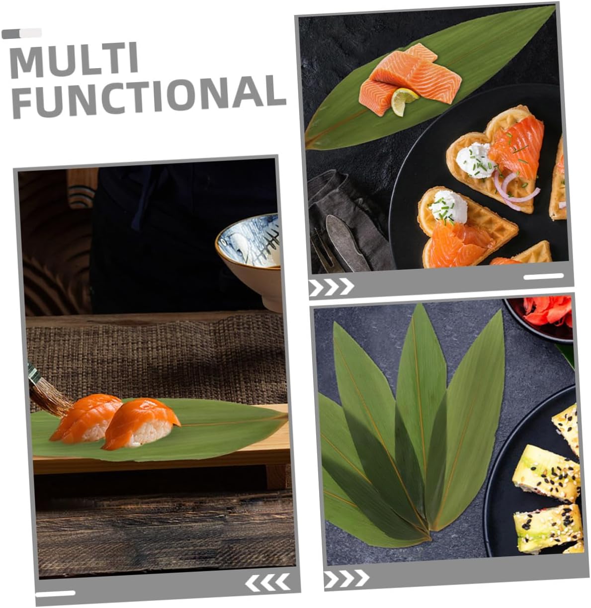 SOLUSTRE 200pcs Japanese Leaf Sushi Plate Decorative Leaves for Sashimi Dish Divider, Natural Material, Reusable Sushi Grass Ornament for Home Dining and Bento Serving