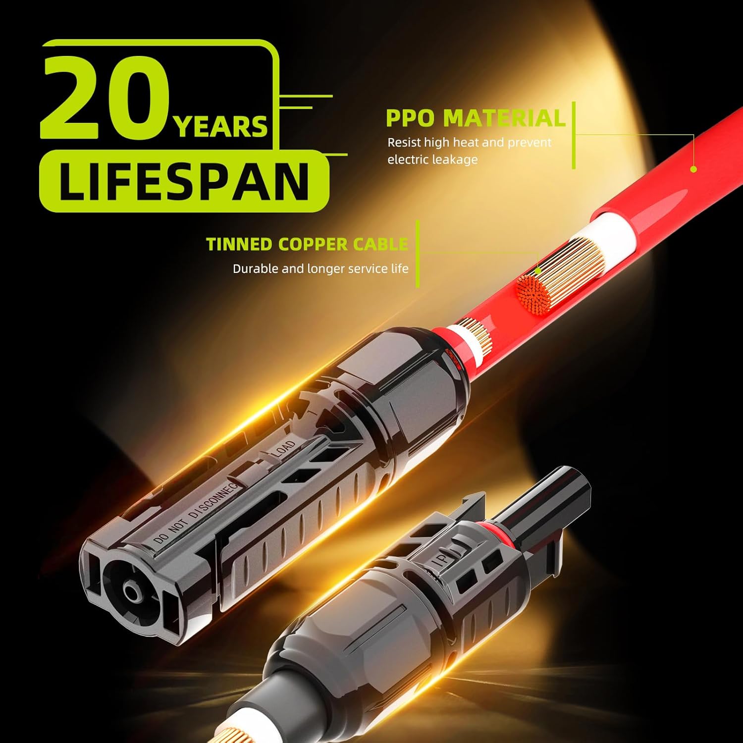 Solar Connectors for 8 Solar Panels,Tool-Free Solar Panel Splitter,3.3 Ft Solar Extension Cable Splitter, Waterproof 2 to 16 Y Branch Parallel Adapter for PV Cable