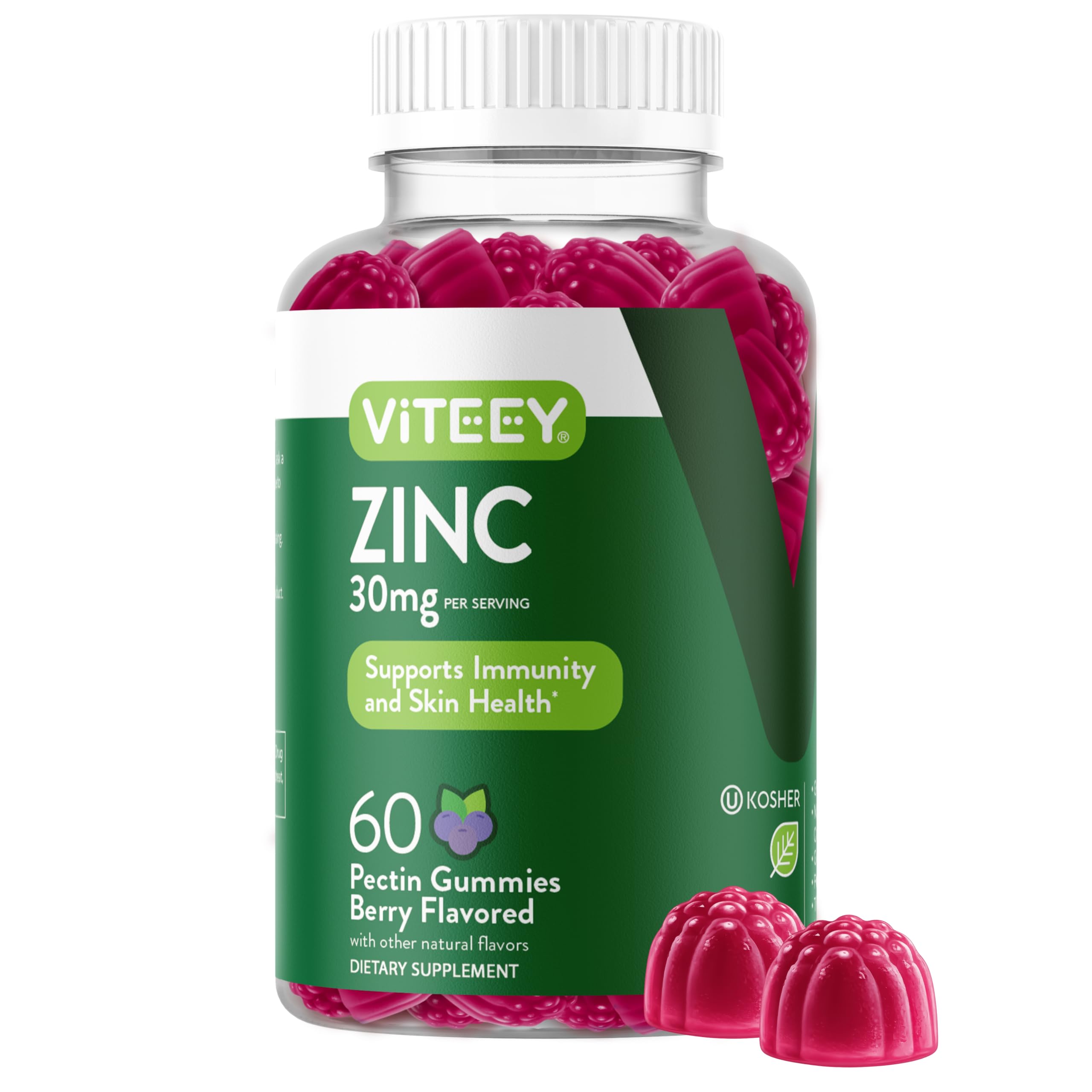 Viteey Zinc Gummies for Women and Men - 30mg 60 Count (Pack of 1)