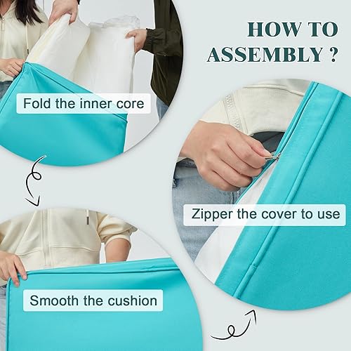 Miniatura 4 de Kinpaw Paquete de 14 fundas de cojín de patio, 100% poliéster, fundas de cojín de repuesto con cremallera, adecuadas para muebles de ratán al aire