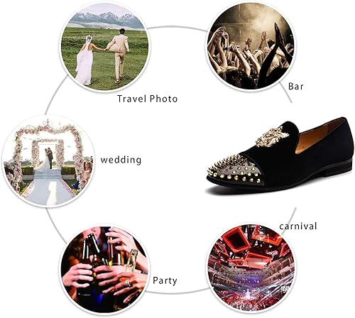 Miniatura 5 de Mocasines de piel auténtica, textura metalizada, brillantina, sin agujetas, para hombre