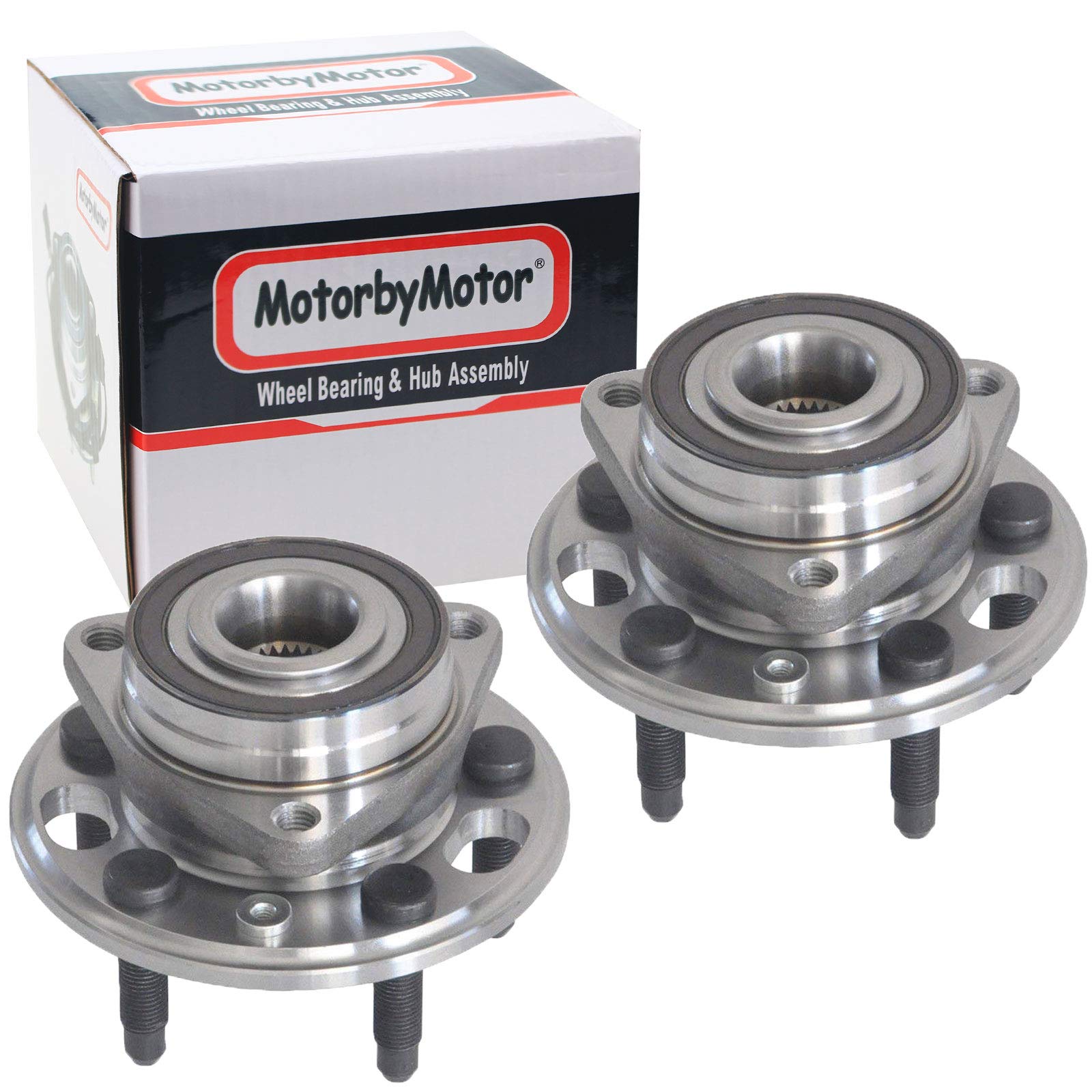 MotorbyMotor513288 Front Rear Wheel Bearing and Hub Assembly with 5 Lugs for Chevrolet Malibu Limited Impala, Cadillac XTS, Buick Lacrosse Regal, SAAB 9-5 (w/ABS Magnetic Ring; All Models)-2 PK