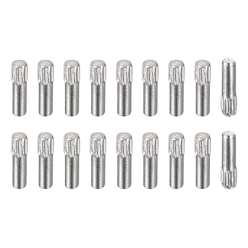 uxcell Pasadores de acero inoxidable 304 de 0.05 x 0.236 pulgadas, 20 pines de cabeza moleteada con extremo biselado plano, clavijas de madera para