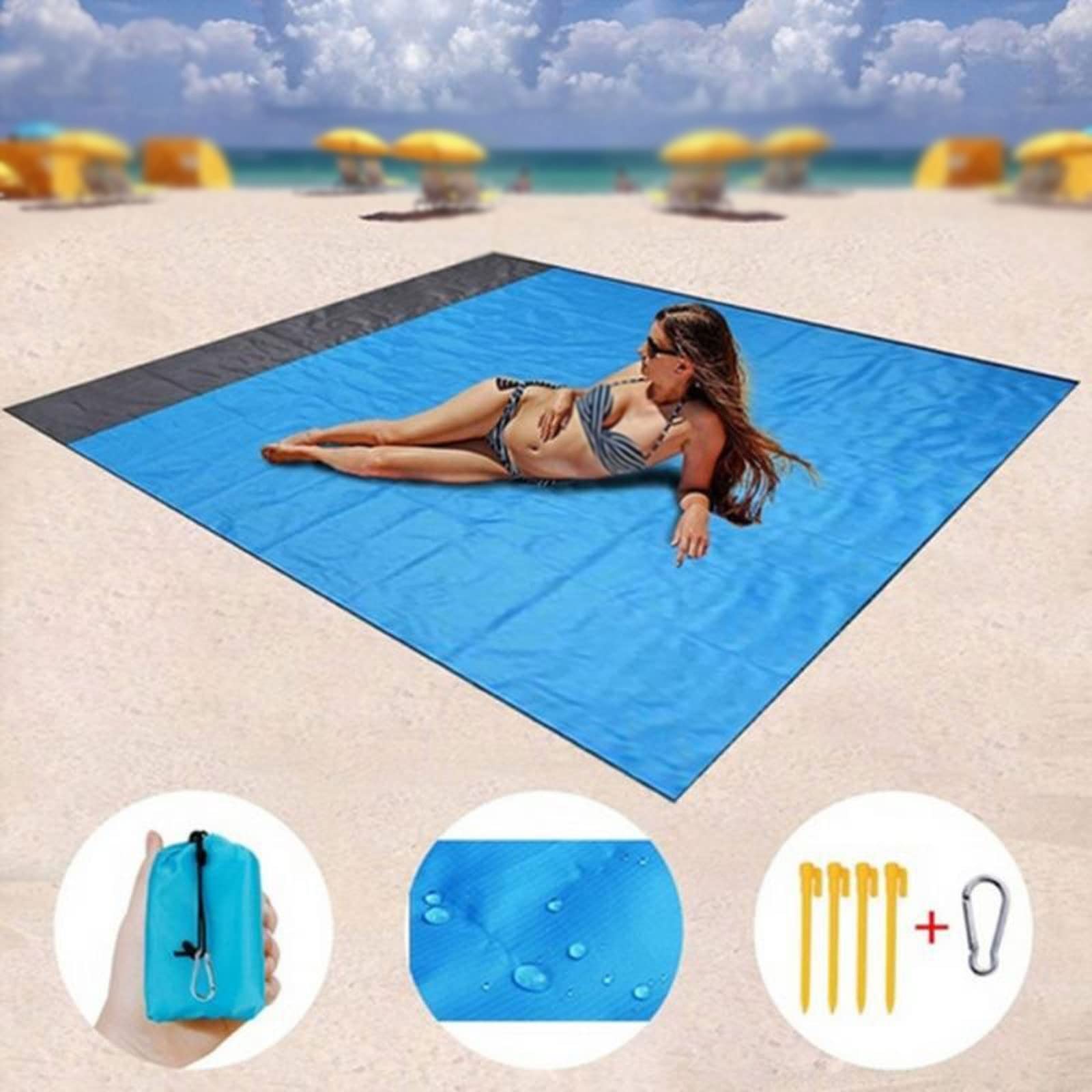 Wodoodporna mata plażowa – bezpiaskowy koc kempingowy, przenośna składana mata outdoorowa na piknik, namioty i wycieczki na plażę, idealna dla rodziny i przyjaciół