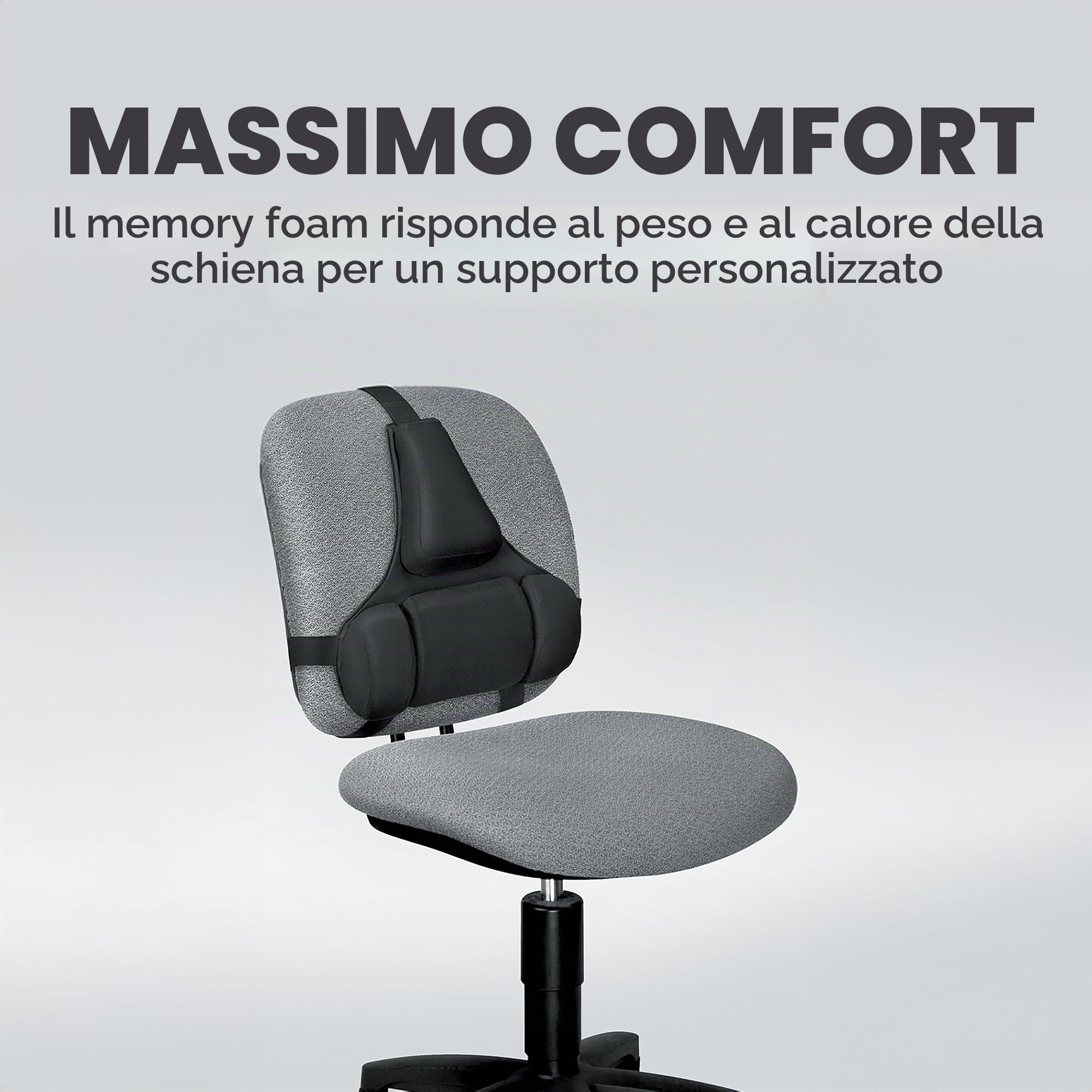 Fellowes Supporto schiena con cuscino lombare in memory foam Professional Series Ultimate, Grigio